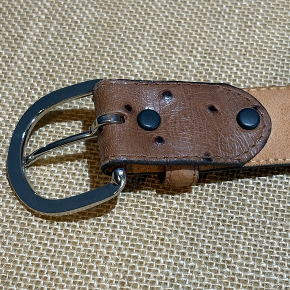 NWOT Mens Gift Ostrich Print Leather Belt + Western Buckle Sz 38 Y1025 USA 1 ⅜ - Picture 8 of 10